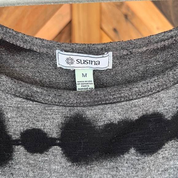 SUSINA Nordstrom Black Grey Tie Dye Drawstring Waist Pants Jumpsuit Medium - Picture 3 of 9